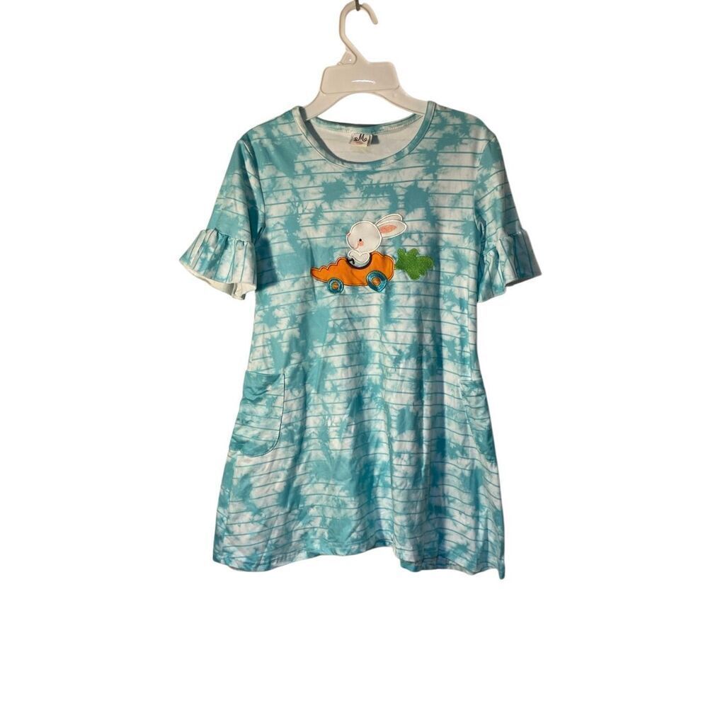 BMG girls, short sleeve, tie-dye bunny dress Easter, S/2 XL